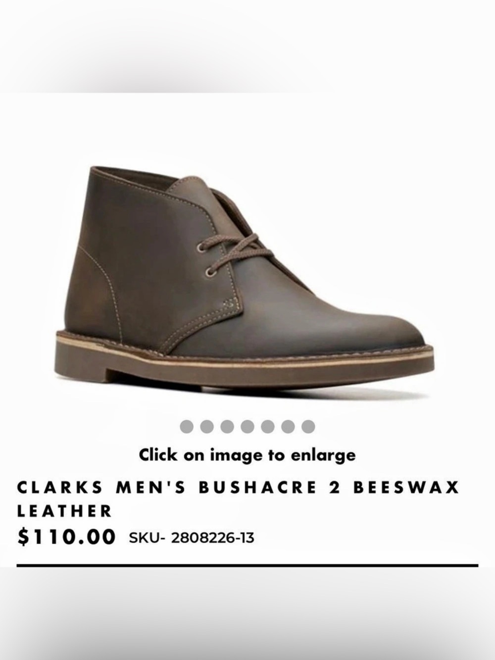Clarks Bushacre 2 Leather Chukka Boots US 7 Like New